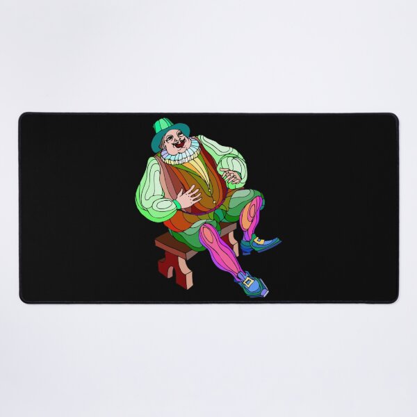 Item preview, Vibrant Stained Glass Style Medieval Jester Character Sitting On Wooden Bench Art designed and sold by Taniyah Gomes.