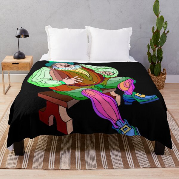 Item preview, Vibrant Stained Glass Style Medieval Jester Character Sitting On Wooden Bench Art designed and sold by Taniyah Gomes.