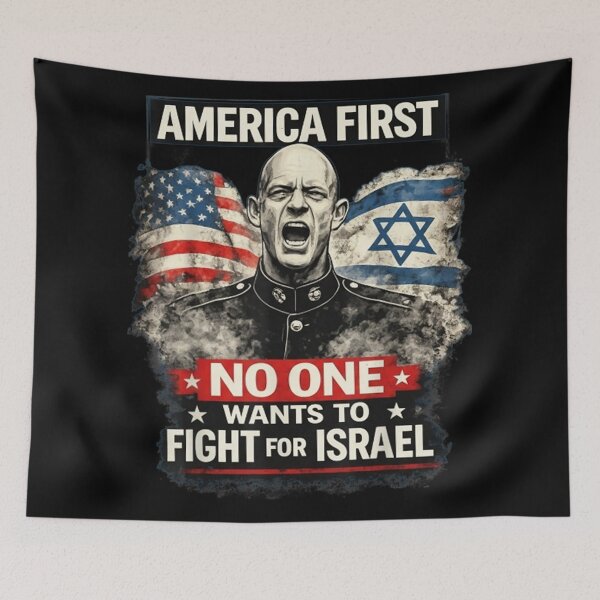 Item preview, Patriotic American Soldier Portrait With USA And Israel Flags Political Statement Art designed and sold by Taniyah Gomes.