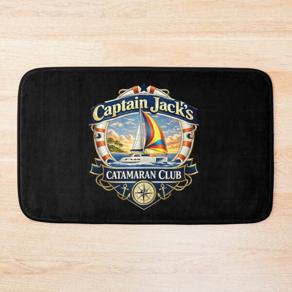Item preview, Nautical Sailing Club Badge With Catamaran Boat At Sunset Tropical Island Art designed and sold by Taniyah Gomes.