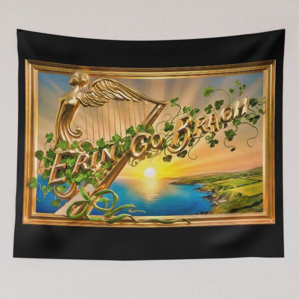 Item preview, Erin go bragh Ireland Forever beautiful landscape and golden harp remastered designed and sold by OliDesigns.