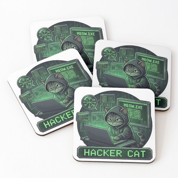 Item preview, Hacker Cat – Matrix Green Cyber Kitty Programmer Sticker designed and sold by StickersPhotoPaintings.