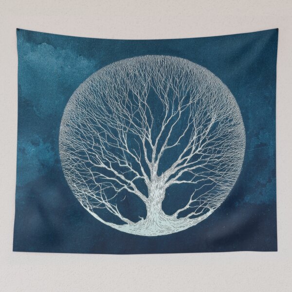 Item preview, Tree design on a blue background designed and sold by anytka.