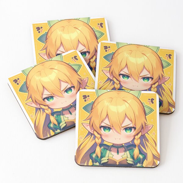Artikelvorschau, Leafa aus Sword Art Online – Chibi-Elfenporträt mit grünen Augen entworfen und verkauft von 108Recordings.