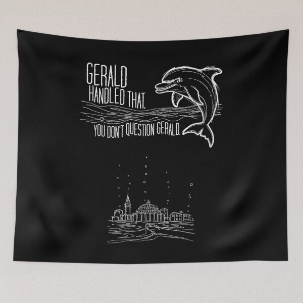 Item preview, Funny Gerald Handled That Question Nothing Surreal Dolphin Undersea City Sketch Art designed and sold by Serene woods.