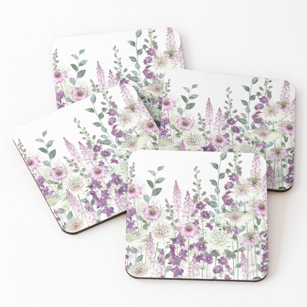 Item preview, Botanical Pink and White Flower Garden Meadow designed and sold by Fiona Calder Designs.