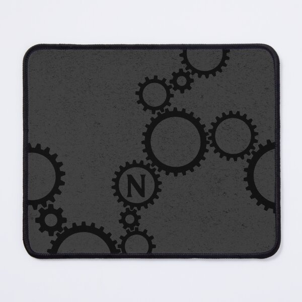 Item preview, Gritty Black Monogram N Cogs Gears Abstract Pattern  designed and sold by TackyTime.