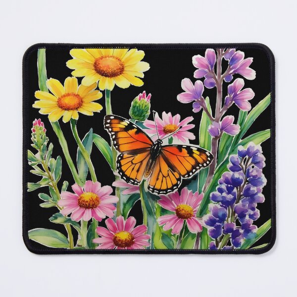 Item preview, Wattercolor monarch butterfly and wild flowers designed and sold by Creative Line Prints.