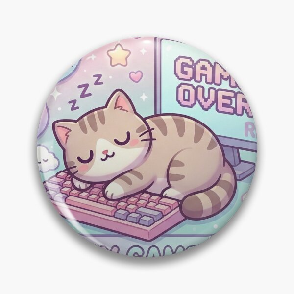 Item preview, Sleepy Gamer Cat – Kawaii Pastel Aesthetic Gaming Sticker designed and sold by StickersPhotoPaintings.