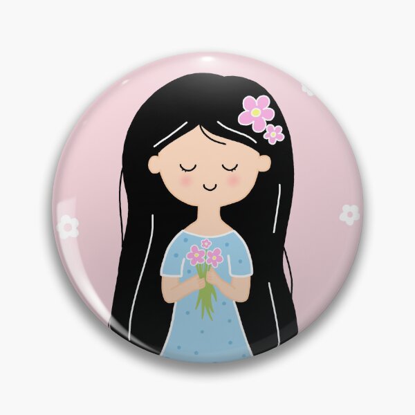 Item preview, Cute Kawaii Girl Holding Flowers Illustration  designed and sold by artwithsushie.