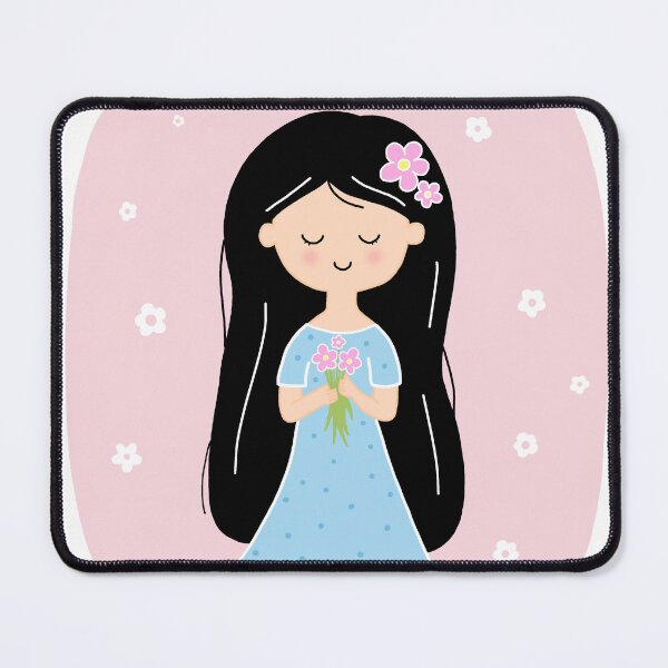 Item preview, Cute Kawaii Girl Holding Flowers Illustration  designed and sold by artwithsushie.