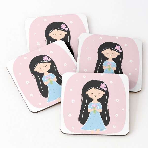 Item preview, Cute Kawaii Girl Holding Flowers Illustration  designed and sold by artwithsushie.