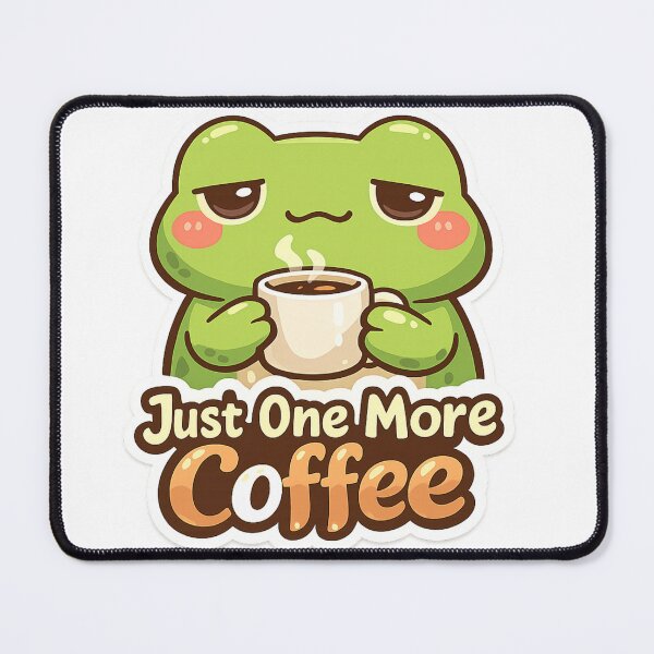 Item preview, Cute Frog Coffee Sticker – Just One More Coffee Funny Frog Meme designed and sold by Oualibaddas.