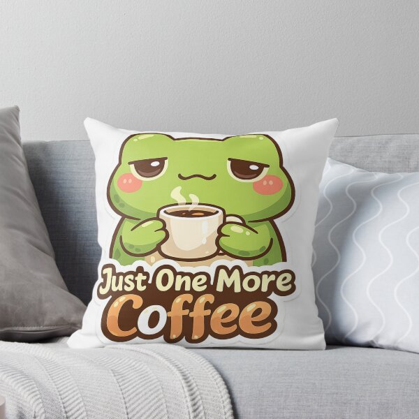 Item preview, Cute Frog Coffee Sticker – Just One More Coffee Funny Frog Meme designed and sold by Oualibaddas.
