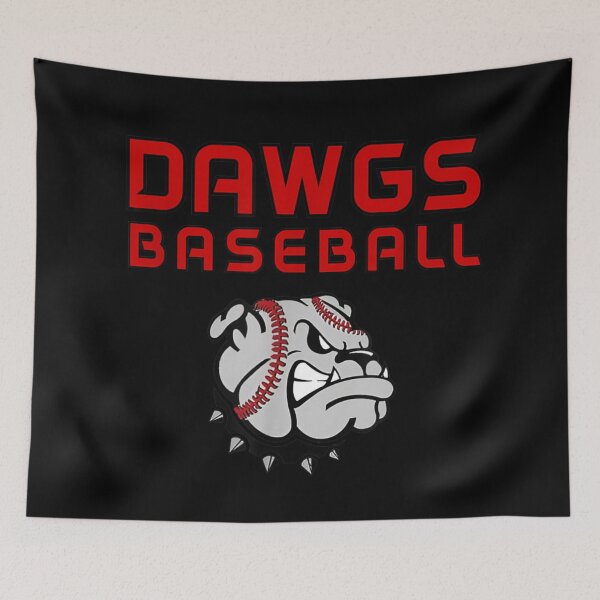 Item preview, Angry Bulldog Mascot With Baseball Stitches Head Dawgs Sports Team Graphic Art designed and sold by River Silva.