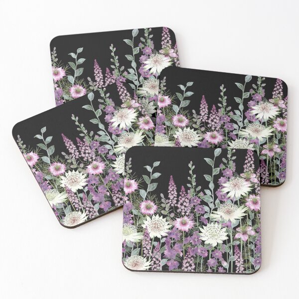 Item preview, Botanical Pink and White Nighttime Flower Garden Meadow designed and sold by Fiona Calder Designs.