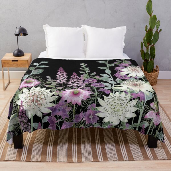 Item preview, Botanical Pink and White Nighttime Flower Garden Meadow designed and sold by Fiona Calder Designs.