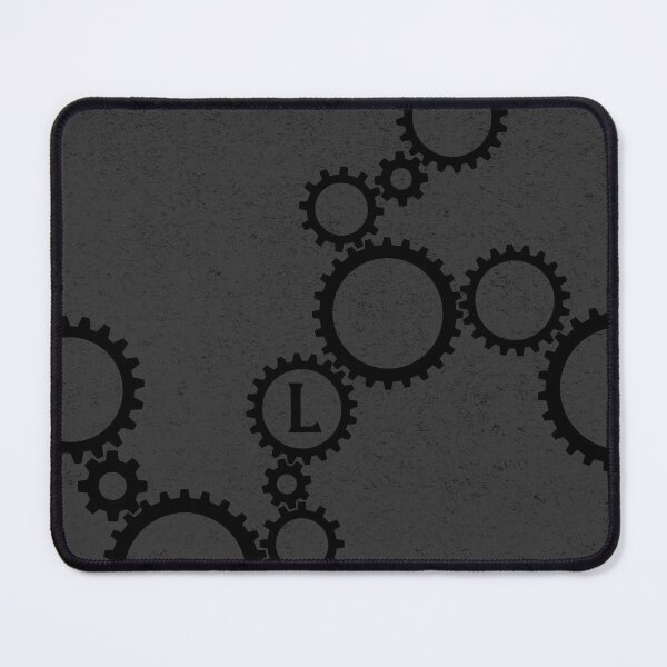 Item preview, Subtle Steampunk Black Monogram L Cogs Gears Pattern designed and sold by TackyTime.