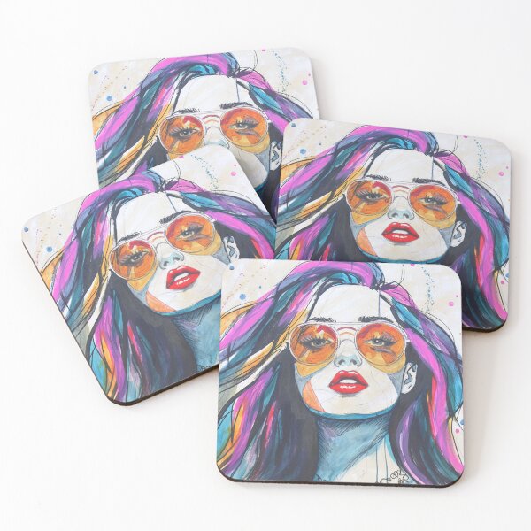 Item preview, Miss 70’s Pop Art Portrait Pink And Blue Hair designed and sold by Karlena Lewin Studio.