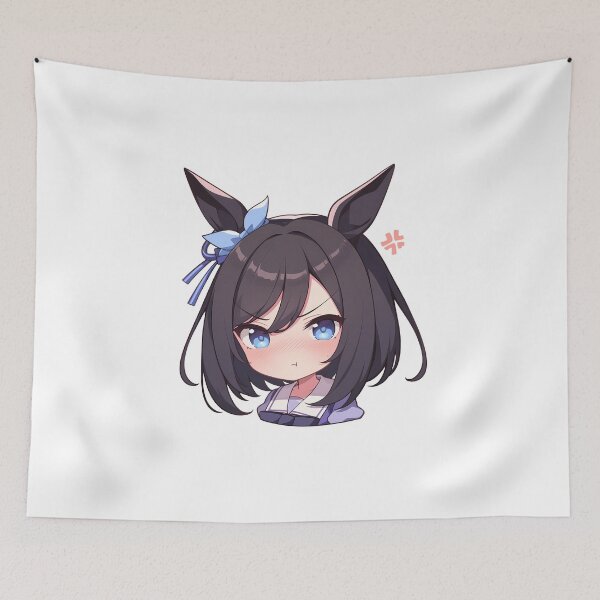 Item preview, Eishin Flash Uma Musume Pretty Derby Chibi Angry Pony Ears designed and sold by 108Recordings.