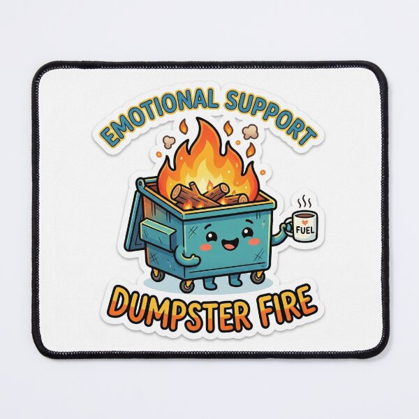 Item preview, Emotional Support Dumpster Fire Cute Kawaii Meme designed and sold by R & K Fashions.