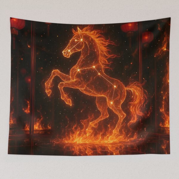 Item preview, Chinese Zodiac Fire Horse Lantern designed and sold by AI-Only Creations.