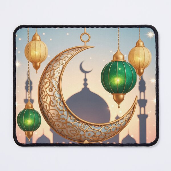 Item preview, Luxury Eid Mubarak Islamic Crescent Moon & Lantern Greeting Art designed and sold by CrystalCove11.