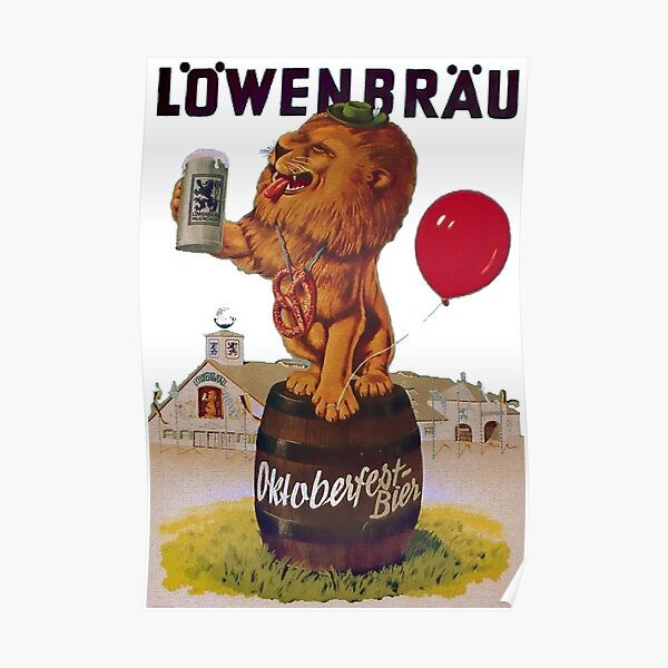 German Oktoberfest party with Lowenbrau Lion Poster