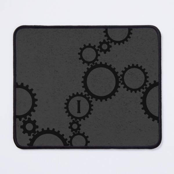 Item preview, Dark Masculine Black Monogram I Cogs Gears Pattern designed and sold by TackyTime.