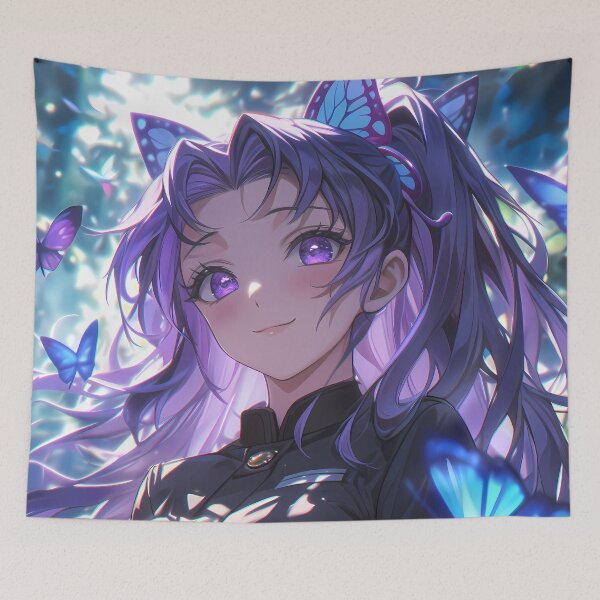 Item preview, Kanao Tsuyuri Demon Slayer Serene Butterfly Forest Portrait designed and sold by 108Recordings.
