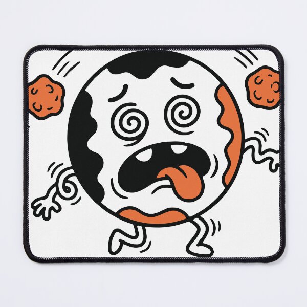 Item preview, A dizzy planet character representing mental overload and chaotic thoughts. Its exaggerated spinning elements create a fun and dynamic meme-style design. designed and sold by Dejbar.