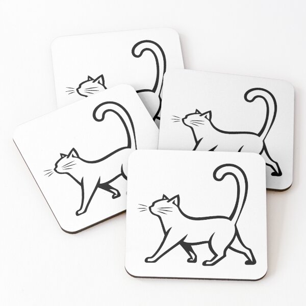 Item preview, Minimalist Cat Line Art Cute Walking Cat Outline Design designed and sold by timizar.