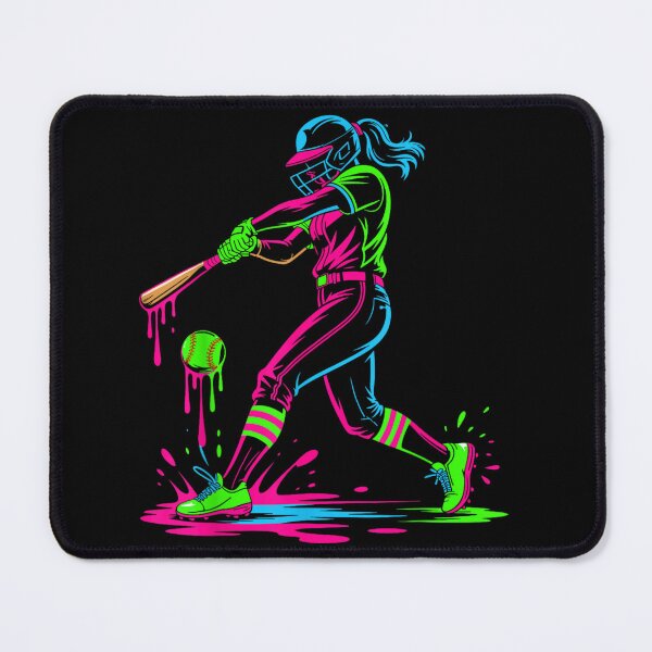 Item preview, Vibrant Neon Softball Female Batter Hitting Ball Aesthetic Drip Paint Sports Art designed and sold by EricCotanori.