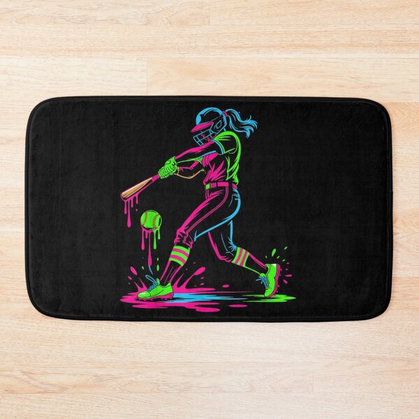 Item preview, Vibrant Neon Softball Female Batter Hitting Ball Aesthetic Drip Paint Sports Art designed and sold by EricCotanori.