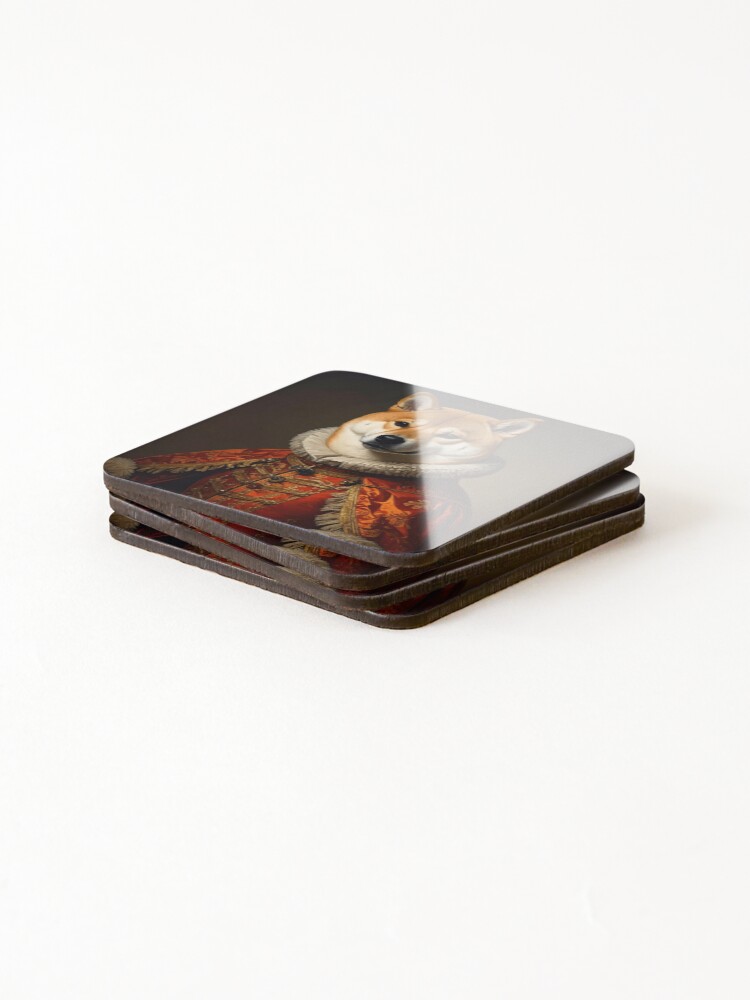 Thumbnail 4 of 5, Coasters (Set of 4), Royal Shiba Inu Renaissance Portrait designed and sold by Rutvain.