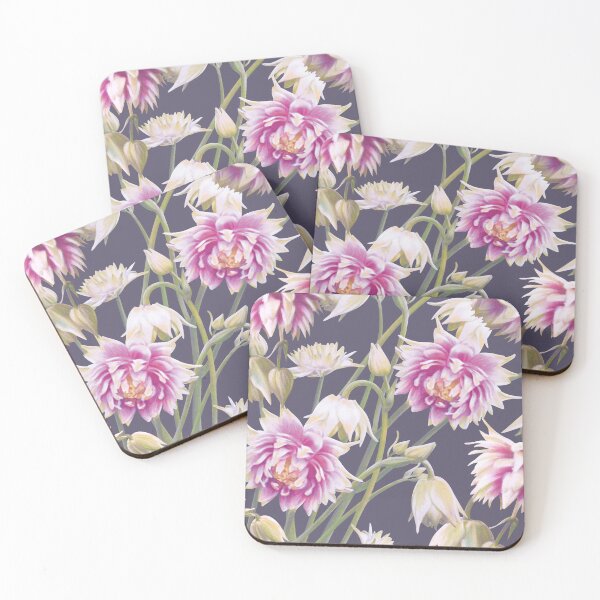 Item preview, Botanical Nora Barlow Aquilegia Flowers designed and sold by Fiona Calder Designs.