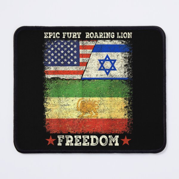Item preview, Epic Fury Roaring Lion Freedom Flag USA Israel Iran Sun And Lion Art designed and sold by EricCotanori.