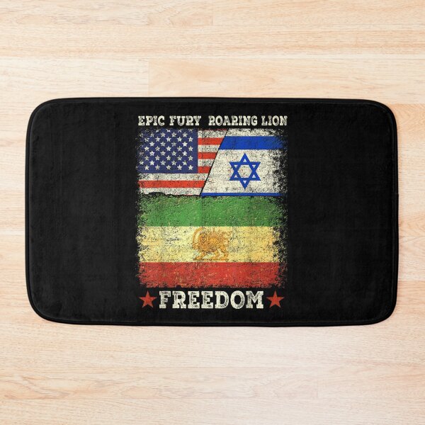Item preview, Epic Fury Roaring Lion Freedom Flag USA Israel Iran Sun And Lion Art designed and sold by EricCotanori.