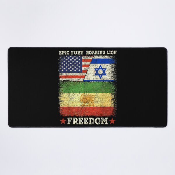 Item preview, Epic Fury Roaring Lion Freedom Flag USA Israel Iran Sun And Lion Art designed and sold by EricCotanori.