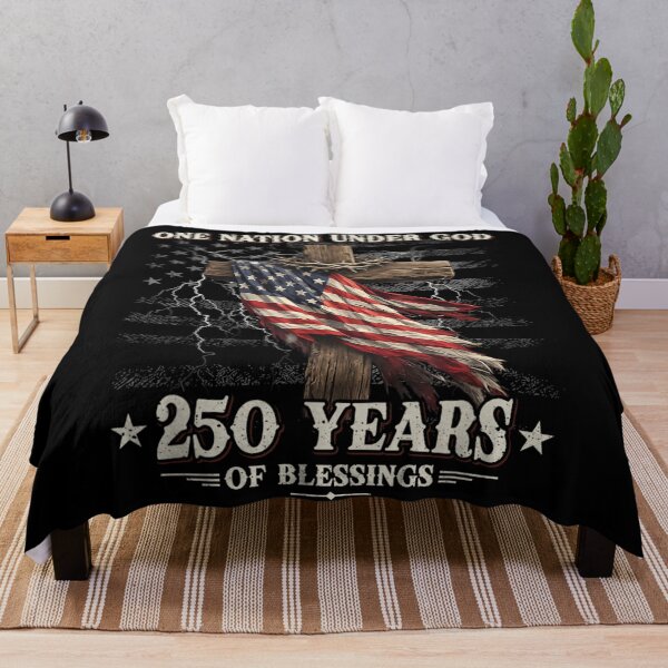 Item preview, One Nation Under God 250 Years Of Blessings American Flag Christian Cross designed and sold by LakenDraphil.