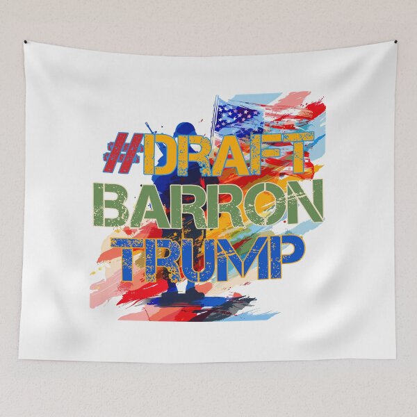 Item preview, #DraftBarronTrump Graffiti Meme - Patriotic Political Art Print designed and sold by DesignArtist.ia.