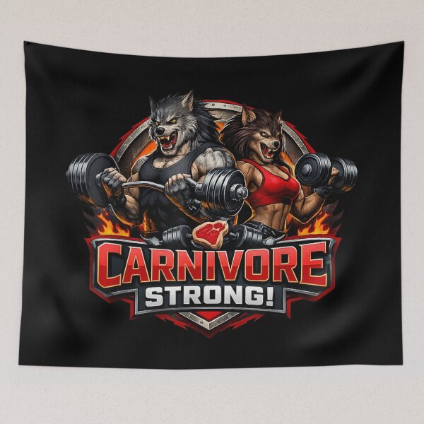 Item preview, Carnivore Strong Fitness Werewolf Couple Bodybuilding Weightlifting Gym Motivation Meat Diet designed and sold by LakenDraphil.