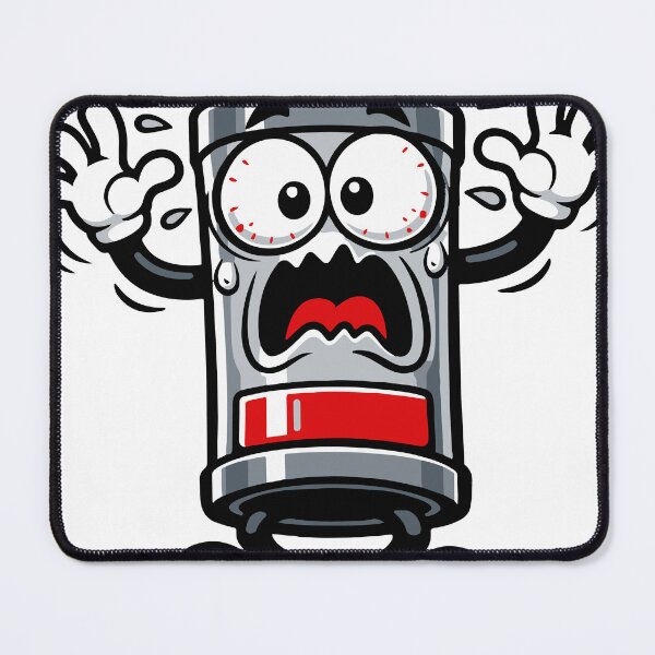 Item preview, A chaotic low-battery character expressing panic and exhaustion. The exaggerated meme expression makes the design relatable for anyone feeling drained or overwhelmed. designed and sold by Dejbar.