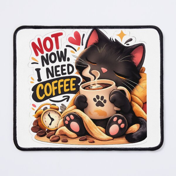 Item preview, Cute Black Cat Coffee Sticker – Not Now I Need Coffee Funny Cat Design designed and sold by Oualibaddas.