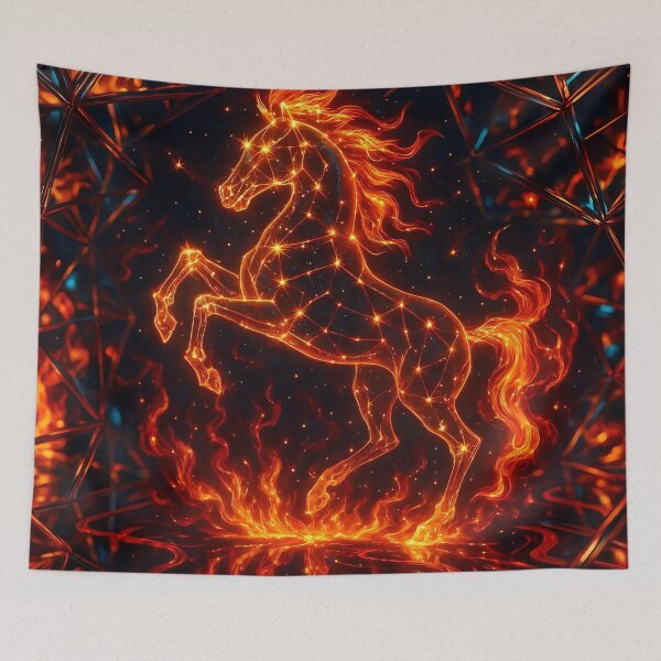 Item preview, Flaming Zodiac Horse Cosmic Design designed and sold by AI-Only Creations.