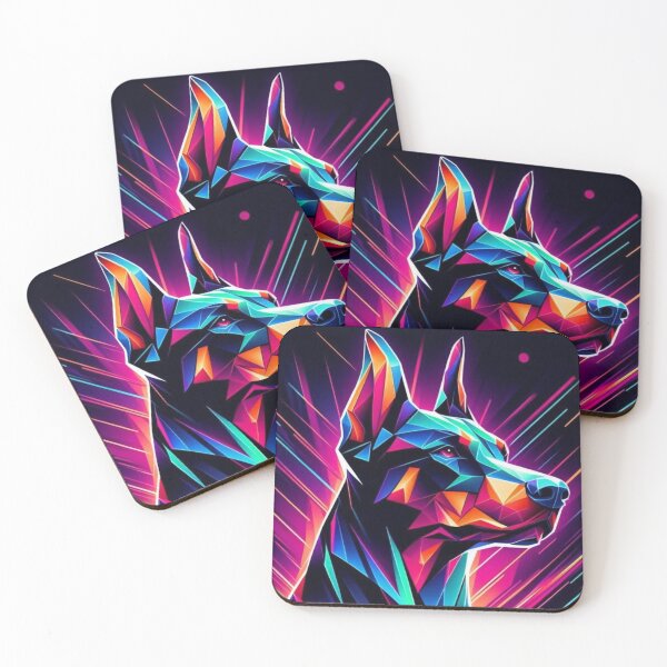 Item preview, Geometric Doberman – Neon Dog Art designed and sold by Dogandesighn.