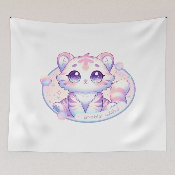 Item preview, Cute Pastel Kawaii Tiger – Lovably Weird Aesthetic Sticker designed and sold by BylCreActivA.