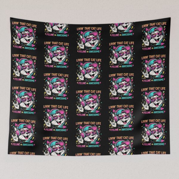 Item preview, Livin’ That Cat Life – Retro Vibes designed and sold by Dogandesighn.