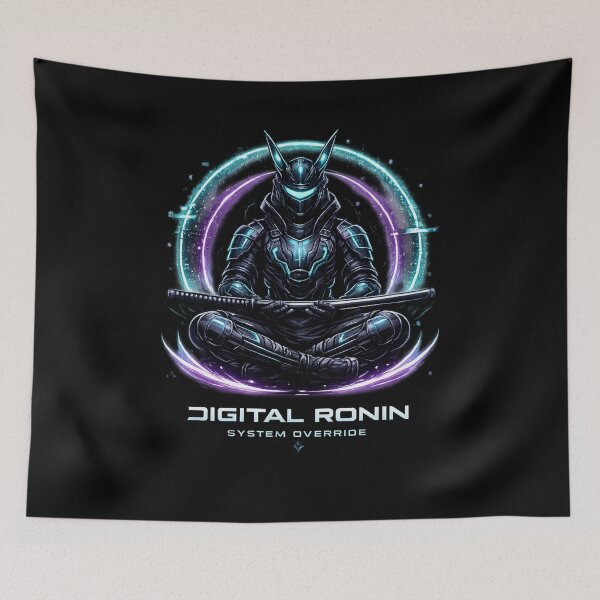Item preview, Digital Ronin – Cyberpunk Samurai System Override | Neon Tech Warrior designed and sold by JonelCrafts.