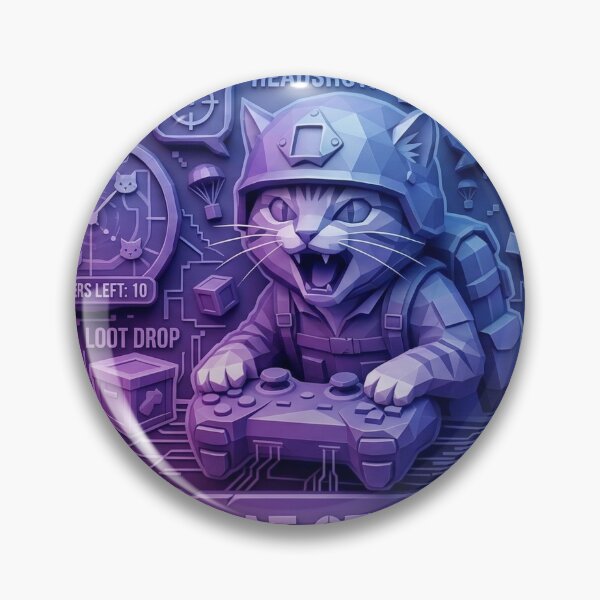 Item preview, Last Cat Standing – 3D Low-Poly Gamer Cat Battle Royale Sticker designed and sold by StickersPhotoPaintings.